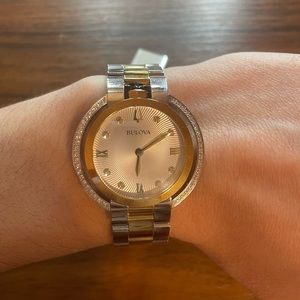 Bulova Rubaiyat Ladies Two-Tone Stainless Steel Diamond Watch 35mm